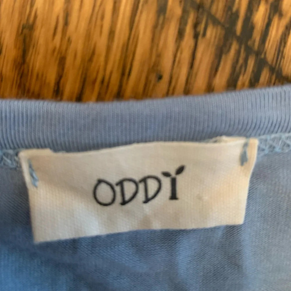 Oddy knit lace trim short sleeve blouse, oversized flowy top bohemian shirt - Picture 7 of 7